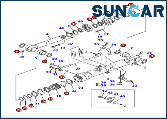 Seal Kit 707-99-45070 Kit Servis Bucket Silinder Hidrolik Untuk Komatsu PC200-8 HB205-1 HB215LC-1