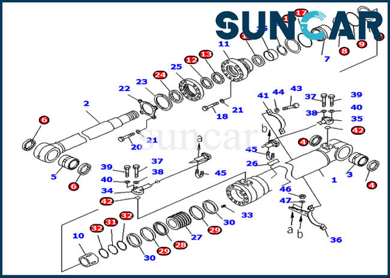 Kit Servis Pengganti Boom 707-99-46410 Kit Perbaikan Silinder Hidrolik Komatsu PC200-8 7079946410