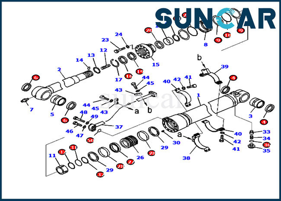PC238USLC-11 PC210LC-10 Excavator 707-99-50520 Komatsu Arm Cylinder Service Kit Kit Pengganti