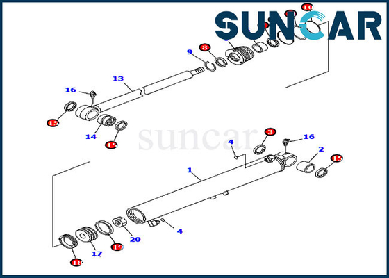 Kit Penyegelan Tangga 7079829640 Boom Swing Cylinder Seal Kit Untuk PC2000-8 PC50MR-2 Komatsu 707-98-29640