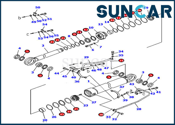 707-99-96140 Boom Cylinder Perbaikan Seal Kit Cocok Komatsu Backhoe PC2000-8 Batang 200 Mm Bore 300 Mm CYL