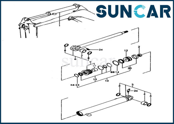 Kit Segel Excavator YM172173-72900 Kit Penyegelan Silinder Lengan Untuk Bagian Dalam PC20FR-2 Komatsu
