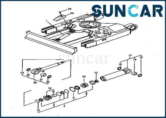 PC20FR-2 Komatsu YM172168-72010 Blade Seal Kit Silinder Hidrolik Cocok dengan Bagian Dalam Excavator Dan Penutup
