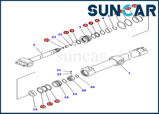 Seal Kit KB3011A-00222 Slide Cylinder Repair Kit Untuk Komatsu PC200SC-7-M1 PC200SC-6 Telesco Arm