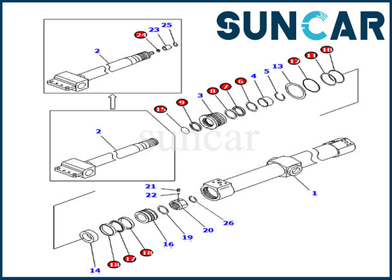 KB3011A-00203 Kit Layanan Silinder Geser KB3011A00203 PC200SC-6 Kit Segel Pengganti Komatsu