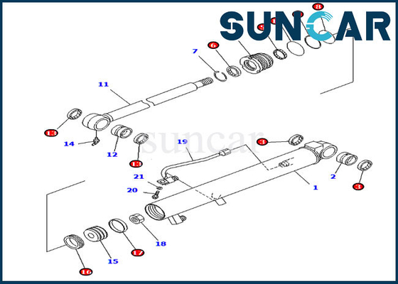 707-98-13850 Bucket Seal Kit Silinder Hidraulik Cocok dengan Komatsu Excavator PC20MR-1 PC28UU-3