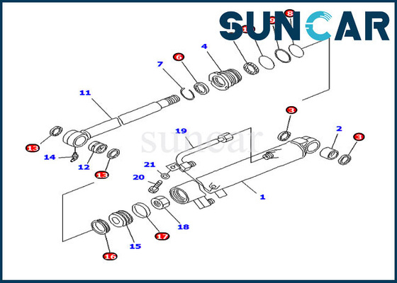 707-98-12280 7079812280 Kit Perbaikan Segel Silinder Bucket Untuk PC20MR-1 PC20R-8 Komatsu Bagian Dalam