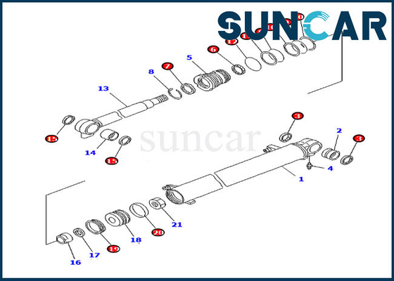 Komatsu Bagian Dalam 707-98-14760 Model Kit Segel Boom PC20MR-1 PC20MRX-1 Kit Perbaikan Silinder