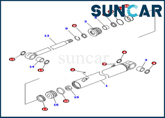 707-98-14790 Boom Swing Cylinder Seal Kit Untuk Komatsu PC20MR-2 PC26MR-3 Kit Pengganti