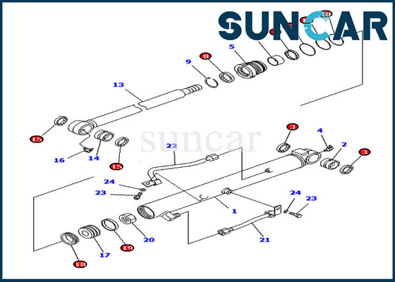 707-98-14830 7079814830 Kit Segel Silinder Bucket Untuk Bagian Dalam Komatsu PC20R-8 PC38UU-3