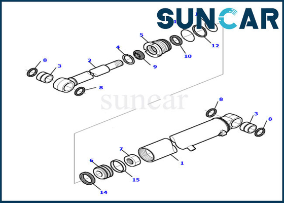 878000516 Boom/Lengan Silinder Perbaikan Seal Kit Model PC20R-8 Komatsu Excavator Sealing Kit