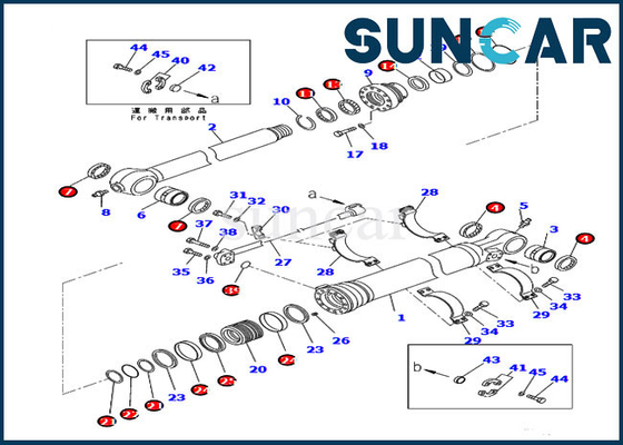 707-99-47131 7079947131 Kit Servis Bucket PC210LC-10 PC228USLC-10 Kit Perbaikan Silinder Komatsu