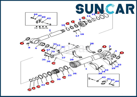 PC210LC-11 PC228US-11 Model Komatsu 721-99-47131 Lengan Silinder Seal Kit Perbaikan Kit Segel Minyak Excavator