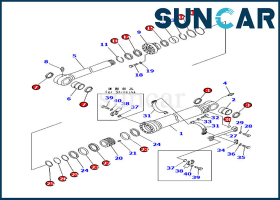 707-99-66350 Boom Menyesuaikan Cylinder Seal Kit 7079966350 Komatsu PC210NLC-8K PC230NHD-8K Service Kit