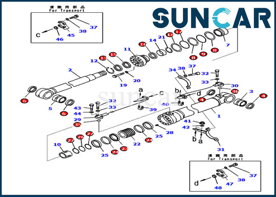 707-99-48740 7079948740 Kit Perbaikan Segel Hidrolik Cocok untuk Komatsu PC210LC-10 Silinder 90 Mm Batang 130 Mm Bore