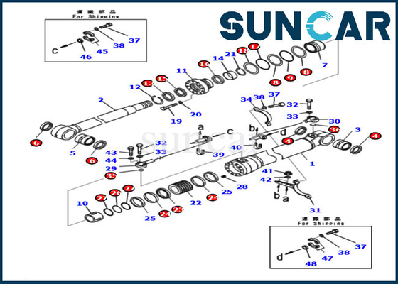 PC210LC-11 HB215LC-3 721-98-00860 Kit Servis Silinder Boom Komatsu Kit Segel Excavator