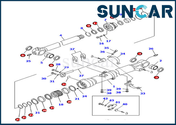 Kit Penyegelan Bucket Komatsu 707-99-47040 PC210LC-8K Kit Penggantian Silinder 7079947040