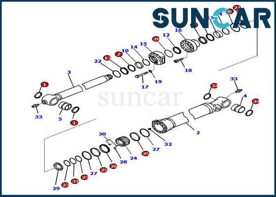 Kit Segel Komatsu 721-98-00180 Kit Penyegelan Silinder Bucket Cocok untuk Excavator PC210LCI-10 PC210LCI-11