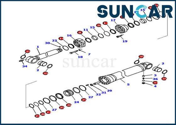PC210LCI-11 D375AI-8E0 721-98-02330 Komatsu Arm Cylinder Seal Kit Suku Cadang Kit Servis Hidrolik