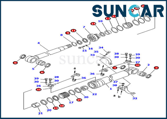 Kit Segel Boom Silinder Hidraulik 707-99-58260 Cocok untuk Alat Berat Komatsu PC220-6 PC250LC-6L