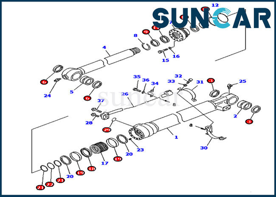 Kit Servis Bucket Ketahanan Aus 707-99-58320 PC220-6 PC220LC-6Z Kit Segel Silinder Komatsu