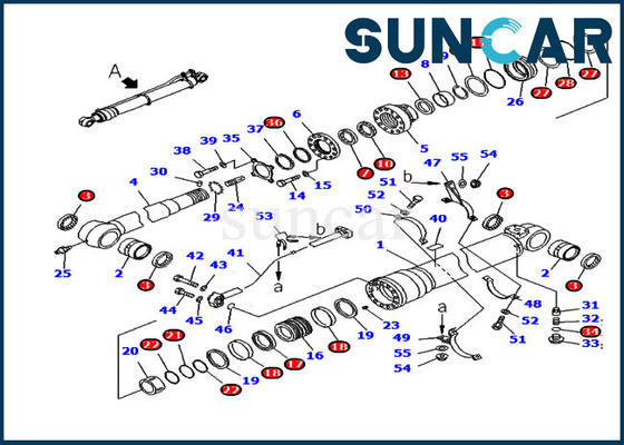 Kit Servis Excavator 707-99-59381 Kit Segel Perbaikan Lengan Untuk PC220-7 Versi Luar Negeri Komatsu
