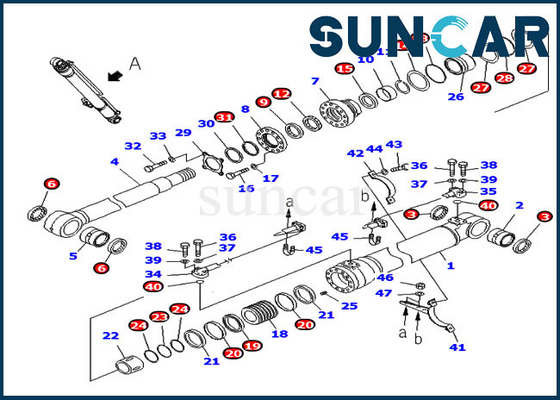 707-98-47841 7079847841 Boom Seal Kit Silinder Hidrolik Cocok untuk Komatsu PC220-7 Suku Cadang
