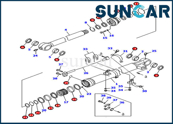 707-99-58060 Kit Perbaikan Segel Bucket Untuk Versi Luar Negeri PC220LC-7 PC270-7 Kit Silinder Komatsu