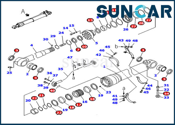 Kit Segel Silinder Lengan Komatsu 707-98-58240 7079858240 Untuk Bagian Penyegelan Excavator PC220LC-8 PC240LC-8K