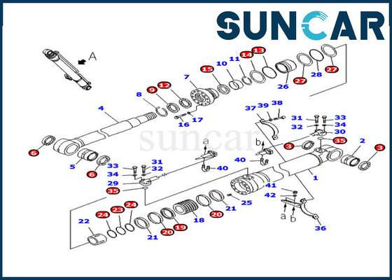 Kit Servis PC220-8 PC220LC-8 Komatsu 707-98-47730 Kit Perbaikan Segel Minyak Silinder Boom Hidrolik