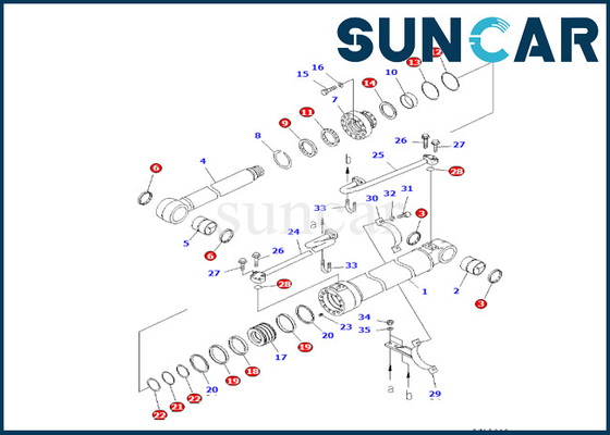 PC228USLC-3S PC228US-3-AA Komatsu 707-99-47780 Boom Cylinder Seal Kit Kit Penggantian Hidrolik