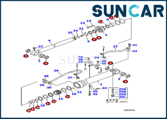 707-99-57280 7079957280 Arm Cylinder Repair Seal Kit Untuk Komatsu Excavator PC228UU-1