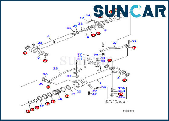 Kit Segel Lengan Excavator 707-99-57260 PC228UU-1 Kit Perbaikan Komatsu Silinder Hidrolik