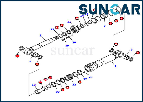 721-98-00400 Kit Perbaikan Segel Silinder Boom Untuk Peralatan Model PC290LC-11 PC290NLC-11 Komatsu