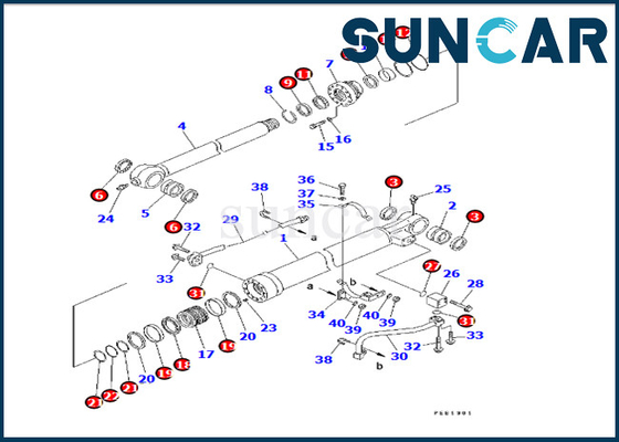 707-98-14580 Boom Cylinder Replacement Seal Kit Komatsu Cocok untuk PC22MR-3 PC26MR-3 PC20MR-3