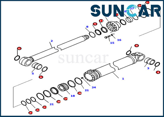 Komatsu 721-98-02320 Kit Layanan Penggantian Boom Cylinder Untuk PC228USLC-11 PC228USLC-11