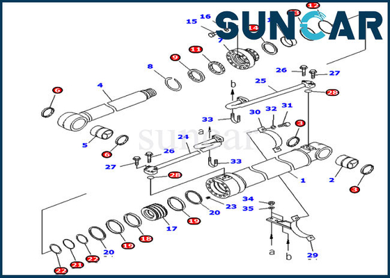 707-99-46140 7079946140 PC228USLC-3 Boom Cylinder Seal kit Untuk KomatsuExcavator Versi Luar Negeri