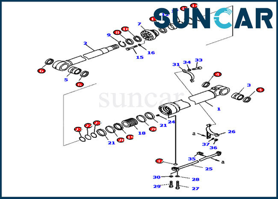 Kit Segel Komatsu 707-99-46470 Boom Kit Perbaikan Silinder Hidrolik Untuk PC228US-8 PC228USLC-8 Excavator