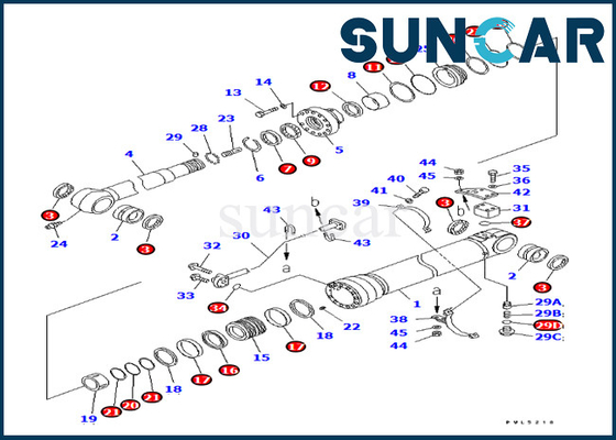 Seal Kit 707-99-57180 Arm Cylinder Service Kit Untuk PC228US-3 PC228USLC-3 Versi Luar Negeri Komatsu