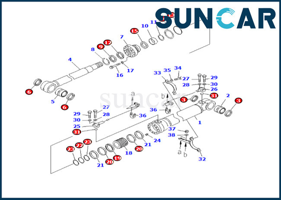 707-98-46300 Boom Cylinder Seal Kit Tahan Aus Sealing Kit Cocok untuk PC228USLC-3E0 PC228US-3E0 Komatsu