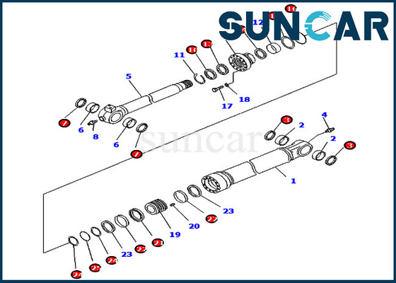 Komatsu Bagian Dalam 707-99-59040 Kit Segel Silinder Bucket Untuk PC290LC/NLC-8 Lengan Jangkauan Tinggi