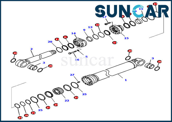 Kit Segel Boom 7219804320 721-98-04320 Kit Servis Silinder Cocok untuk Peralatan Model Komatsu PC290LCI-11