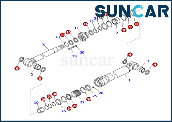 707-99-50580 7079950580 Kit Perbaikan Silinder Boom Komatsu Cocok untuk PC240LC-10 PC240LL-10 PC240NLC-11