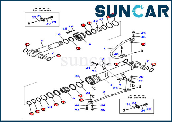 Komatsu 721-98-04330 Kit Penyegelan Boom Untuk 7219804330 PC290LCI-11 Kit Perbaikan Silinder Hidrolik