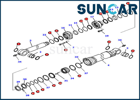 721-98-04350 Kit Segel Silinder Bucket Ketahanan Aus PC290LCI-11 Kit Layanan Penggantian Komatsu