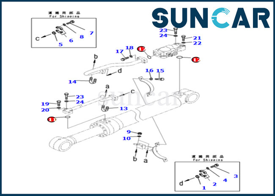 721-98-00290 7219800290 Kit Layanan Silinder Boom Komatsu Untuk PC240LC-11 PC240NLC-11 PC240LC-11E0 PC240NLC-11E0