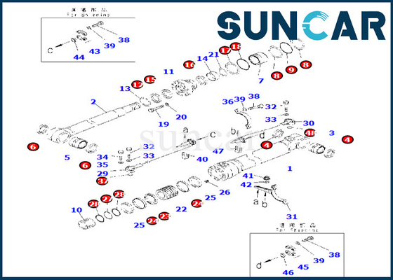 Komatsu 721-98-00280 Kit Segel Perbaikan Silinder Boom Untuk PC240LC-11 7219800280