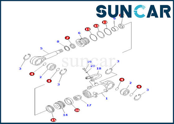 Komatsu 707-98-24610 7079824610 Blade Lift Cylinder Seal Kit Cocok untuk PC25-1 PC25R-1 PC30R-7