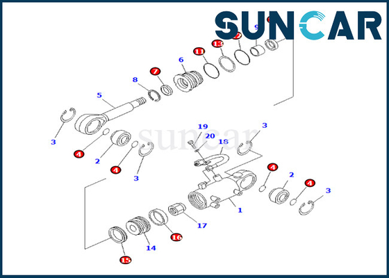 Komatsu Blade Lift Cylinder Seal Kit 707-98-12670 7079812670 Untuk PC25R-8 PC27R-8 PC27R-8
