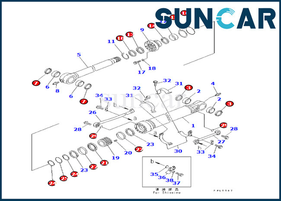 Kit Servis Silinder Bucket Komatsu 707-99-58090 7079958090 Cocok untuk PC350-8 PC300-8 PC360-7